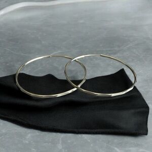 Thin Rhodium Electroplated Hoop Earrings